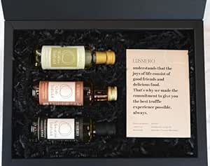Lussiero Geschenkbox - Feinschmecker - Geschenkset aus weißem (100ml), schwarzem (100ml) und Chili-Trüffel-Öl (100ml)
