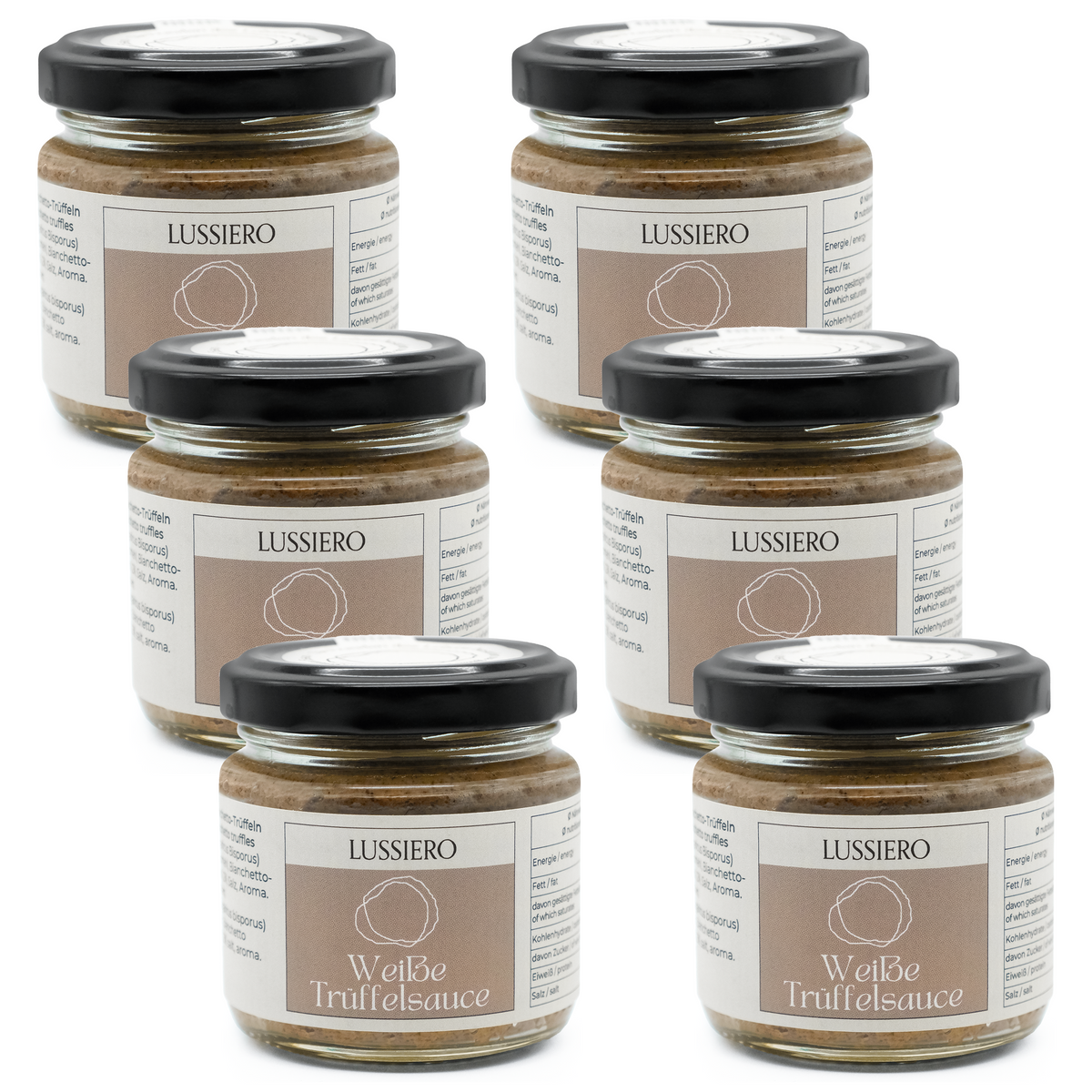 Sechserpack weiße Trüffelsauce, je 80 g
