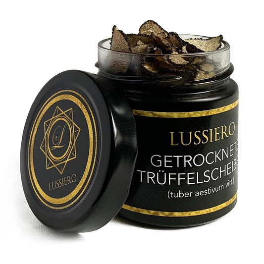 Geöffnete Dose Lussiero Getrocknete Trüffelscheiben