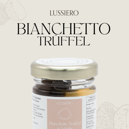 Schriftzug Bianchetto Trüffel mit Glas