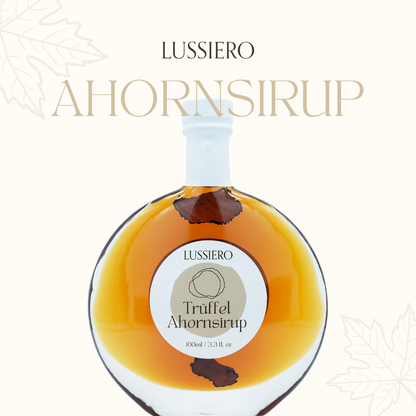 Schriftzug Ahornsirup mit Flasche