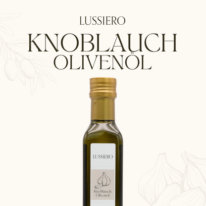 Lussiero Olivenöl Set 3x 250ml Natives Olivenöl Extra mit Zitrone, Knoblauch, Chili - Aromatisierte Gourmet Öle zum Verfeinern von Pasta, Salaten, Fleisch, Pizza und Gemüse Mediterrane Öl-Kombination