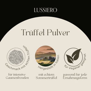 Lussiero Truffle Dust Edles Trüffelpulver mit getrocknetem Sommertrüffel Aromatisches Trüffelpulver