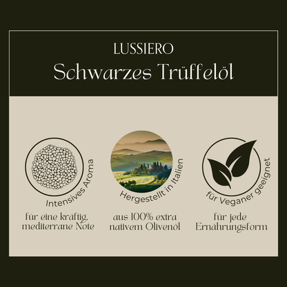 Übersicht: kräftige mediterrane Note, 100 % natives Olivenöl, für jede Ernährungsform