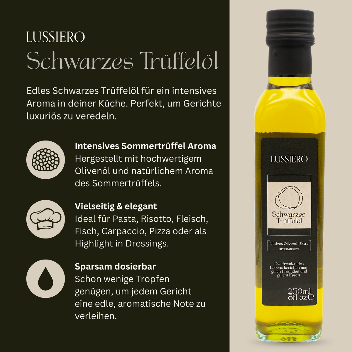 Produktinfo: intensives Sommertrüffel-Aroma, sparsam dosieren