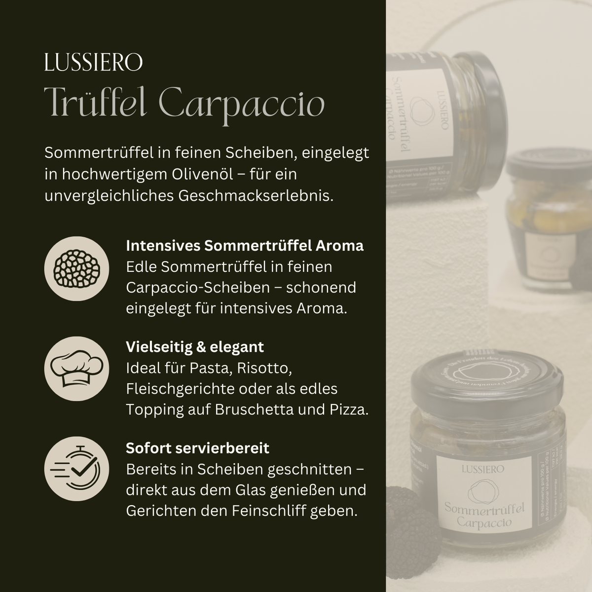 Produktinfo: Trüffelscheiben in Olivenöl eingelegt