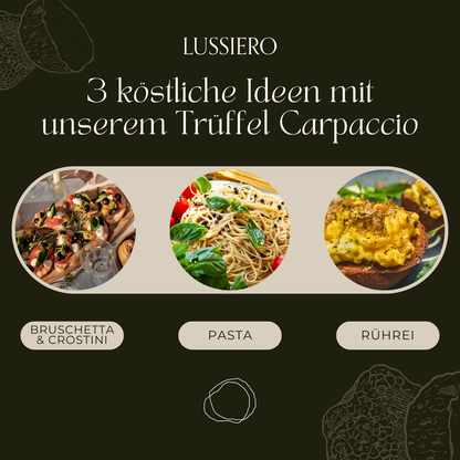 Drei Serviervorschläge: Bruschetta, Pasta und Rührei