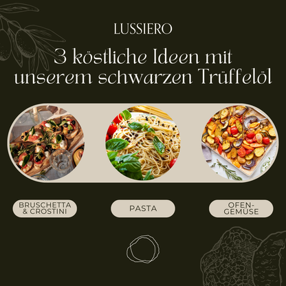 Drei Serviervorschläge: Bruschetta, Pasta und Ofengemüse