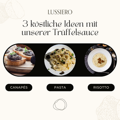 Drei Serviervorschläge: Canapés, Pasta und Risotto