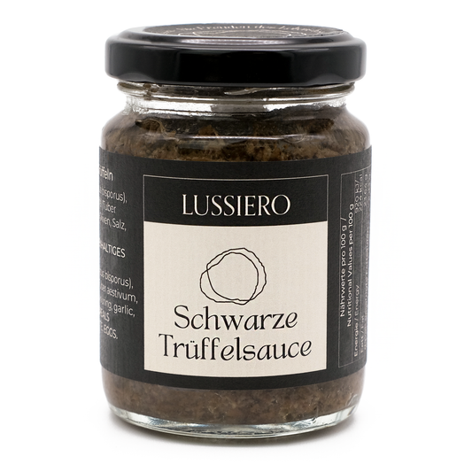 Glas Lussiero Schwarze Trüffelsauce, 80 g, von vorne