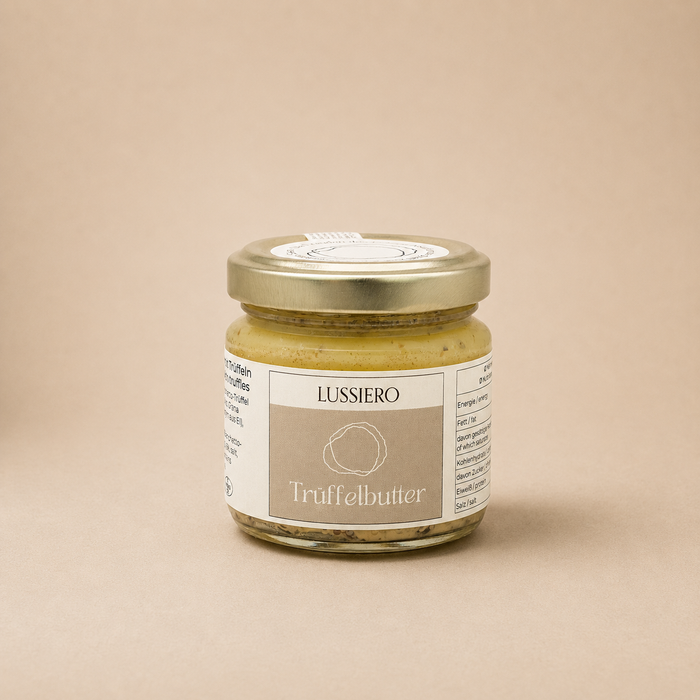 Lussiero Trüffelbutter mit echtem Weissem Bianchetto Trüffel Tuber Borchii