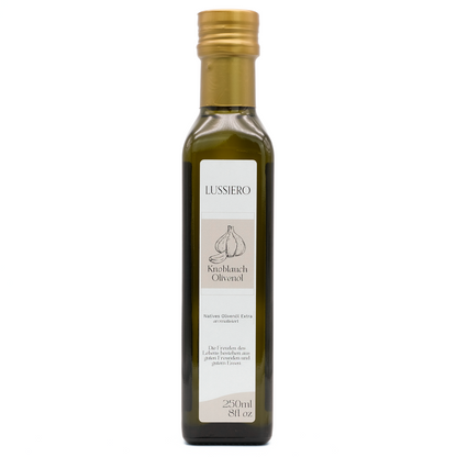 Lussiero Olivenöl Set 3x 250ml Natives Olivenöl Extra mit Zitrone, Knoblauch, Chili - Aromatisierte Gourmet Öle zum Verfeinern von Pasta, Salaten, Fleisch, Pizza und Gemüse Mediterrane Öl-Kombination