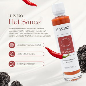 Lussiero Trüffel Hot Sauce edle Gourmet-Chilisauce mit Sommertrüffel und Habanero-Chili pikant, würzig, aromatisch 100ml