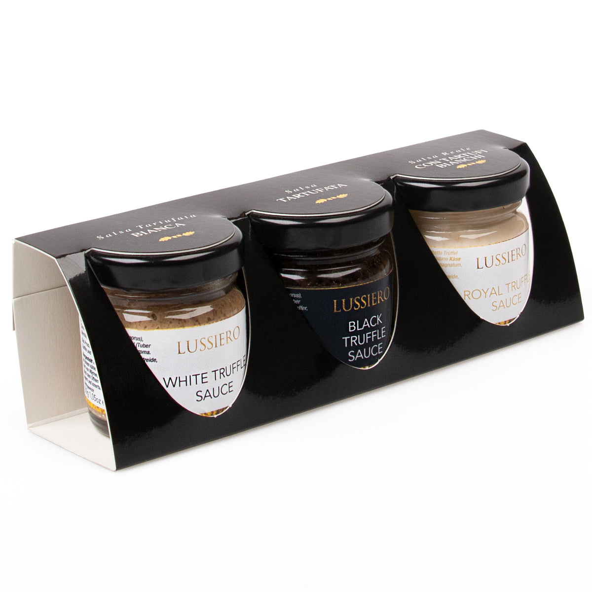 Geschenkset von der Seite mit drei Saucengläsern